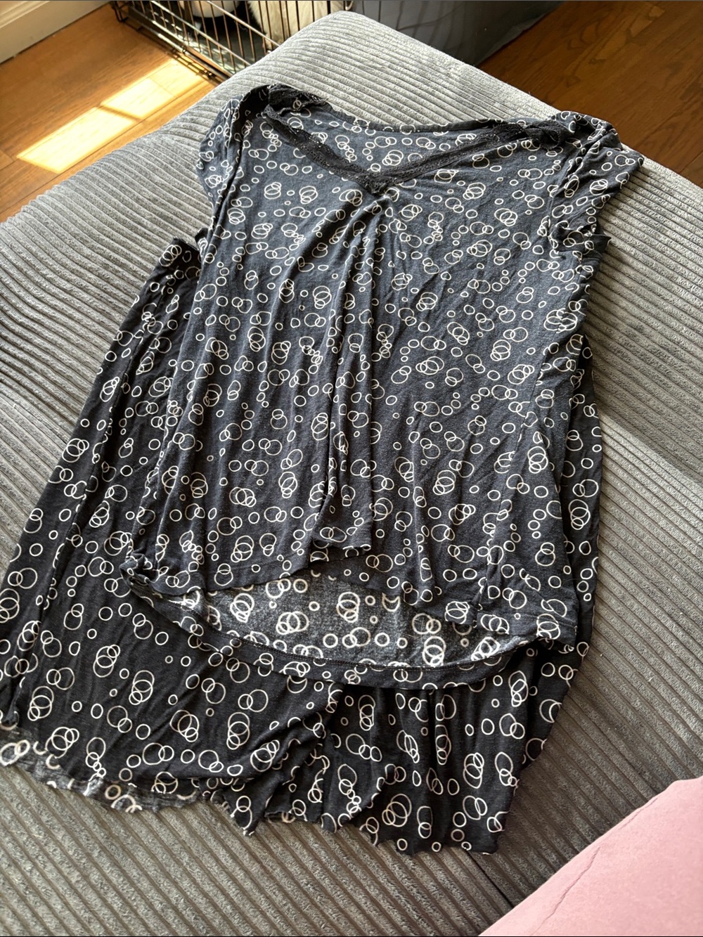 Apt. 9 Black Sleep Tank and Shorts Set with White Ring Print